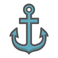 Anchor filled outline icon, navigation and nautical, naval sign vector graphics, a colorful line pattern on a white background, eps 10.
