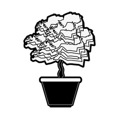 plant in pot icon image vector illustration design  black and white