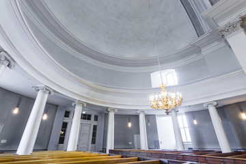 Inside the Helsingin tuomiokirkko (Helsinki Cathedral), the Finnish Evangelical Lutheran cathedral...