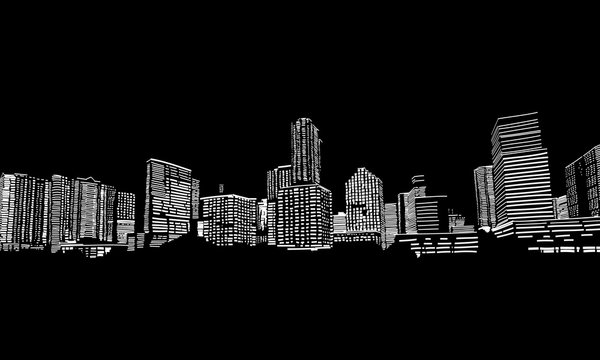 USA. Florida. Miami. Unusual perspective hand drawn sketch. City vector illustration