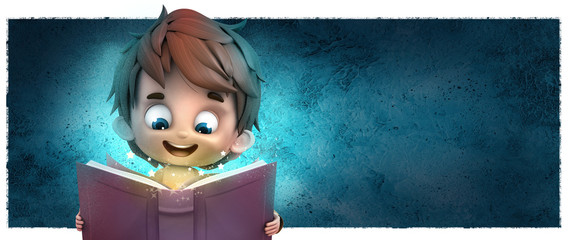 cara de niño leyendo un libro © childrendrawings