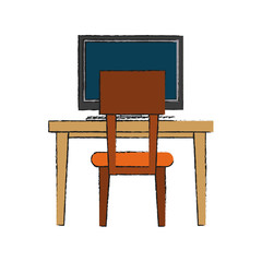 desk computer chair furniture icon image vector illustration design