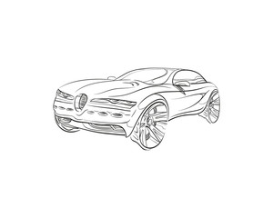 Fototapeta premium Car concept.Car sketch.Vector hand drawn. Autodesign. Automobile drawing.