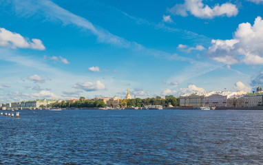 View of the Neva River and the embankment of St. Petersburg