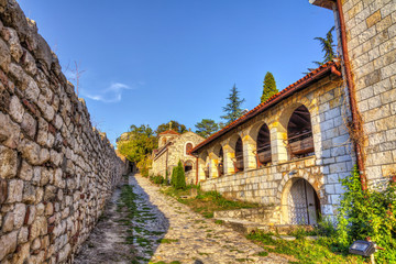 The walls of the Kalemegdan fortress and the church of St. Petka, HDR image.