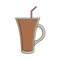coffee beverage in pretty glass cup icon image vector illustration design