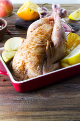 cooking a festive raw chicken