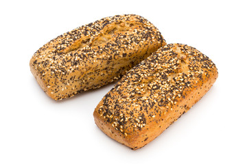 Freshly baked bread isolated on white background.