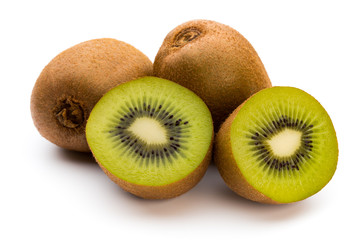 Fototapeta premium Kiwi fruit and sliced isolated on white background.