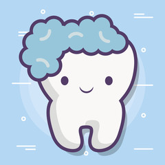 cartoon tooth icon over white background colorful design vector illustration