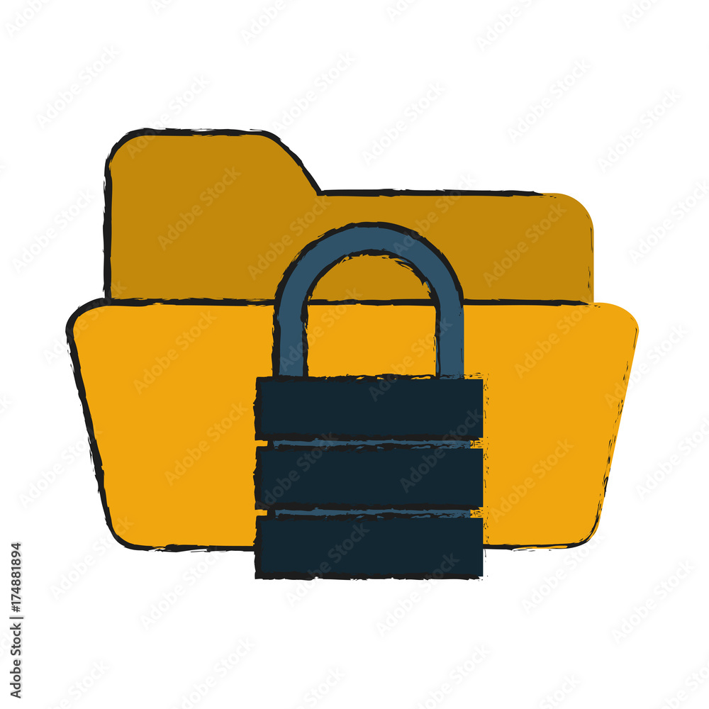 Poster file folder with safety lock icon image vector illustration design
