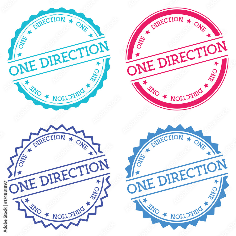 Poster one direction badge isolated on white background. flat style round label with text. circular emblem 