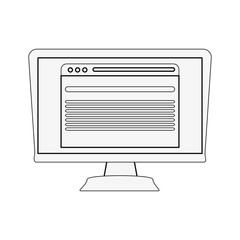 computer with blank screen icon image vector illustration design