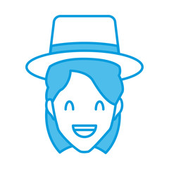 Obraz na płótnie Canvas Woman with hat smiling cartoon icon vector illustration graphic design