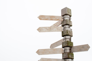 direction sign with blank spaces for text on white background