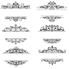 Vintage vector swirl frame set