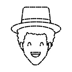 Adult man with hat smiling icon vector illustration graphic design