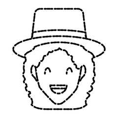 Woman with hat smiling cartoon icon vector illustration graphic design