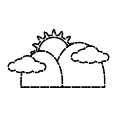 Sun and mountains icon vector illustration graphic design