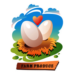 The emblem of the egg. Farm product. Vector.