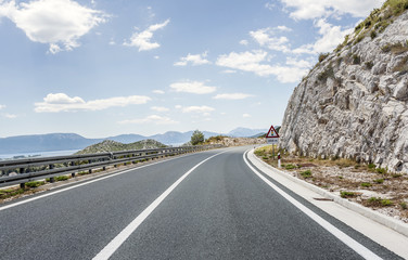 High-speed country road among the mountains.