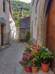 Naklejka na ściany i meble Medieval village of the Pyrenees Ainsa, Spain