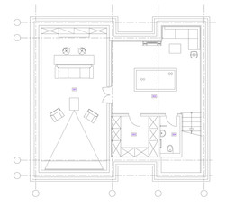 Standard living room furniture symbols set