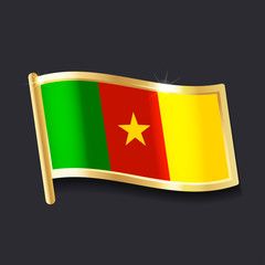 flag of  Cameroon in the form of badge, flat image