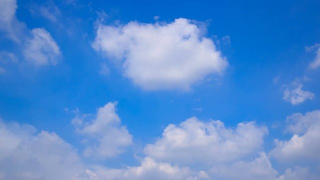 Time lapse clip 4k  white fluffy clouds over blue sky in summer landscape