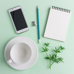 accessory on office desk in top view