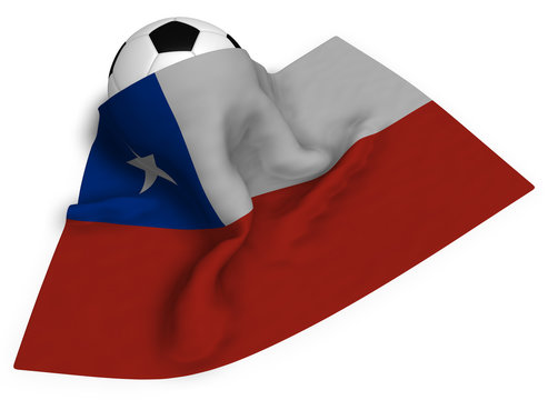 soccer ball and flag of chile - 3d rendering