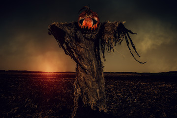 Obraz premium scarecrow pumpkin creature