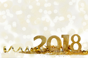 new year 2018 with golden figures in glitter