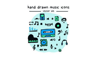 Hand drawn vector icon set 