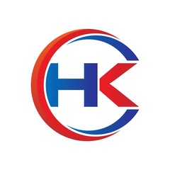 Obraz premium hk logo vector modern initial swoosh circle blue and red
