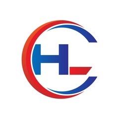 Obraz premium hl logo vector modern initial swoosh circle blue and red