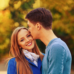 Fototapeta premium Falling in love autumn. portrait