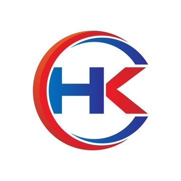 hk logo vector modern initial swoosh circle blue and red