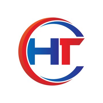 ht logo vector modern initial swoosh circle blue and red