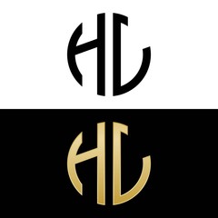 hl initial logo circle shape vector black and gold