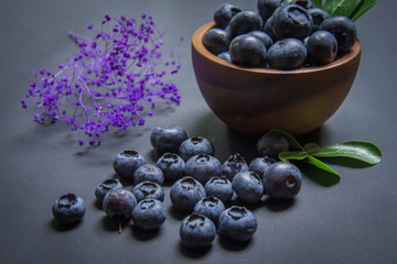 blueberries on black
