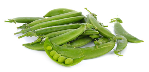 fresh green peas isolated on a white background