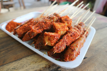 spicy barbecue or grilled sausage