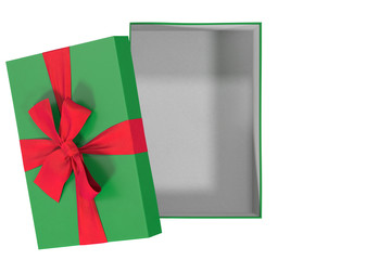 green open box isolated on white, top view, 3d