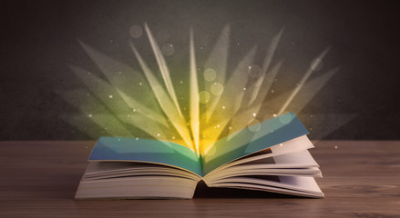 Yellow lights over book