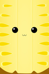 Cute face of pineapple fruit view from inside. Vector Illustration