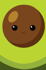 Cute face of avocado fruit view from inside. Vector Illustration