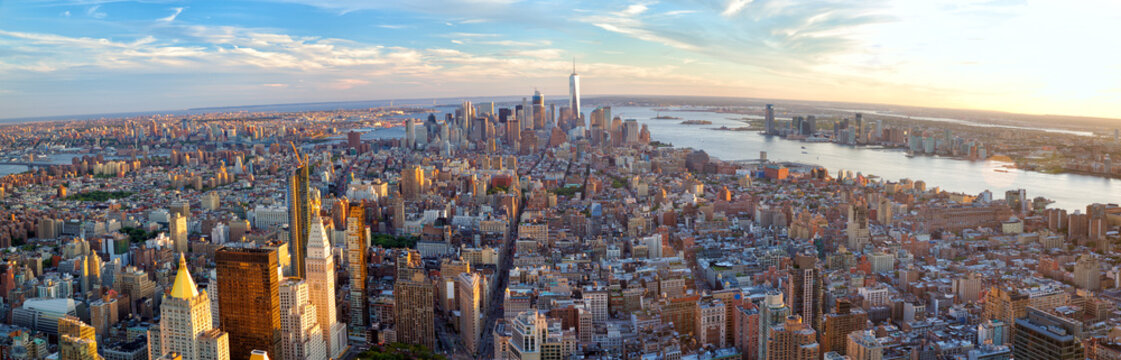 Fototapeta New York City Manhattan panorama before sunset