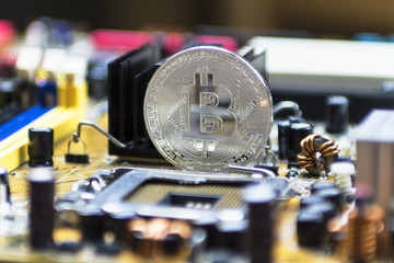 Bitcoin is a silver colour on the motherboard