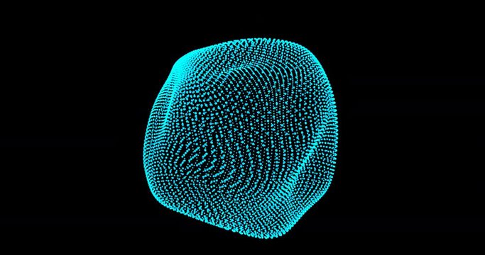 Blue fractal object is wiggling and shaking  with alpha channel 